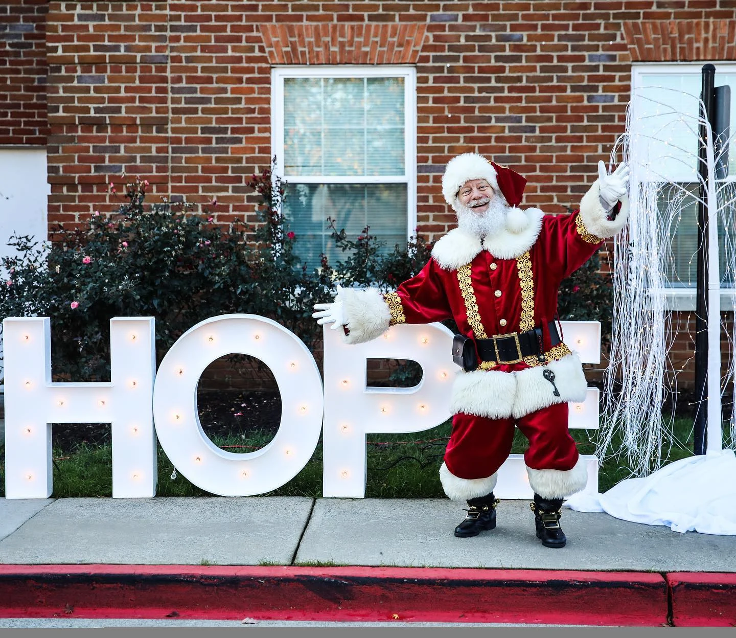 Celebrating together with Santa Carl